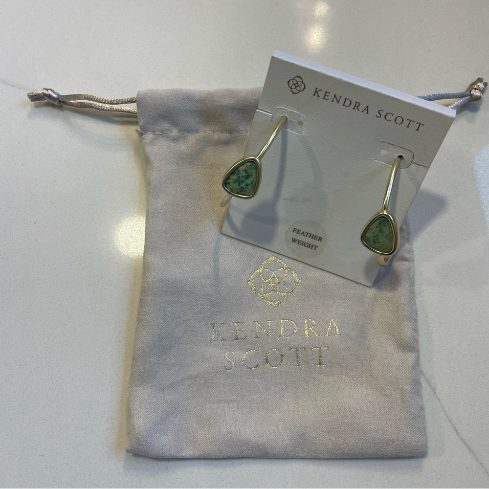 Kendra Scott Green and Gold Teardrop Earrings